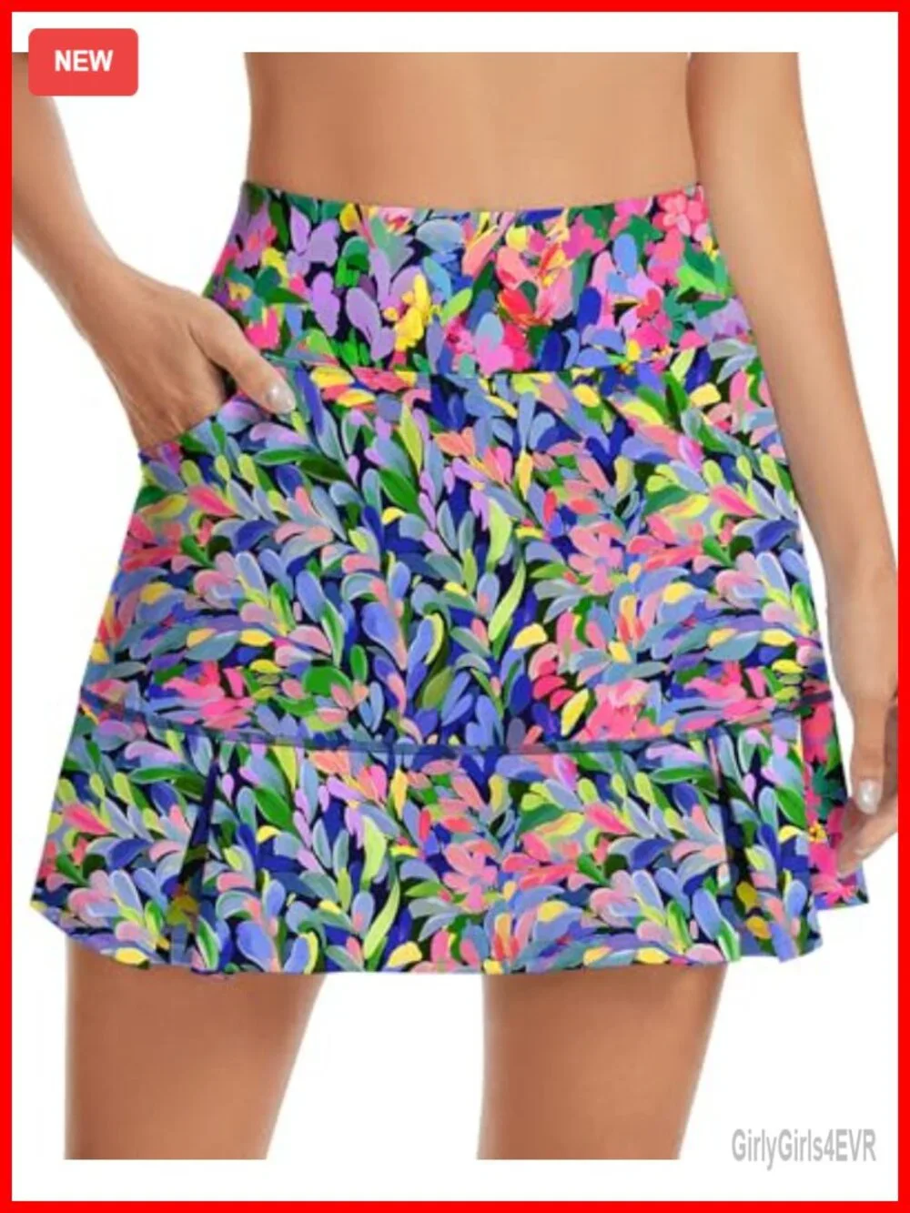 Women's Pleated Golf Skort with Pockets, Shorts, High Waisted Tummy Control
